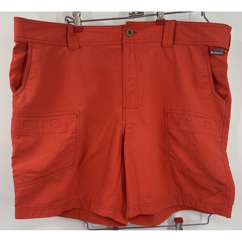 Simms Shorts Mens XL Orange Fishing Outdoors Hiking Performance 100% Nylon
